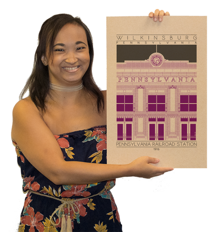 Wilkinsburg Pennsylvania Railroad Station - 1916 Purple Digital Print