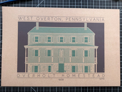 Overholt Homestead - 1838 Green Digital Print
