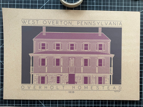 Overholt Homestead - 1838 Purple Digital Print