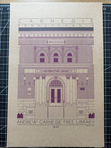 Andrew Carnegie Free Library - 1899 Purple Digital Print