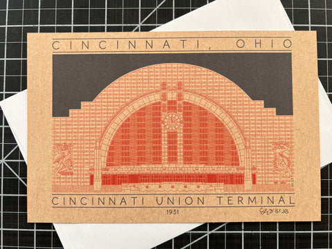 Cincinnati Union Terminal - 1931 Orange Miniature Digital Print