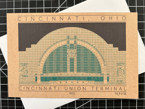 Cincinnati Union Terminal - 1931 Green Miniature Digital Print