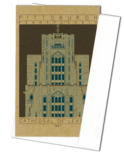 Cathedral of Learning - 1937 Blue Miniature Digital Print