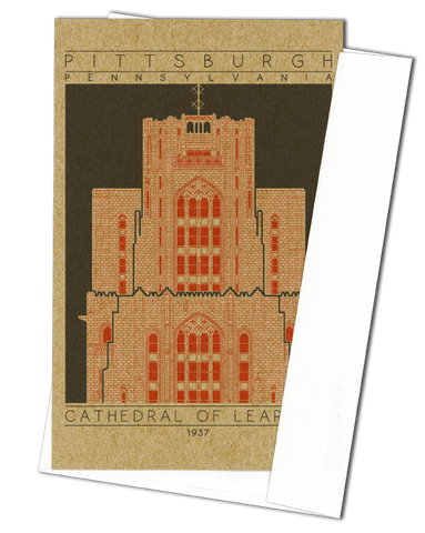 Cathedral of Learning - 1937 Orange Miniature Digital Print