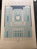 Grandview School - 1915 Green Digital Print