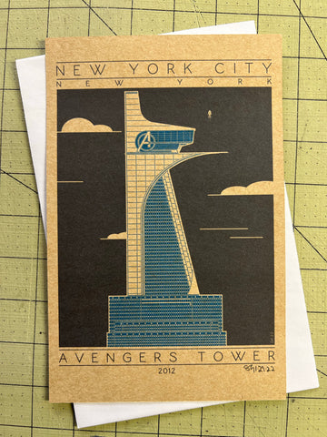 Avengers Tower - 2012 Blue Miniature Digital Print