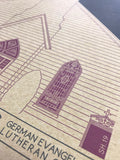 Saint Paul's German Evangelical Lutheran Church - 1889 Purple Digital Print