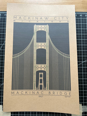 Mackinac Bridge - 1957 Dark Green Digital Print