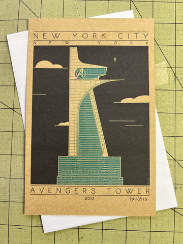 Avengers Tower - 2012 Green Miniature Digital Print