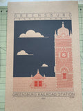 Greensburg Railroad Station - 1911 Orange Digital Print