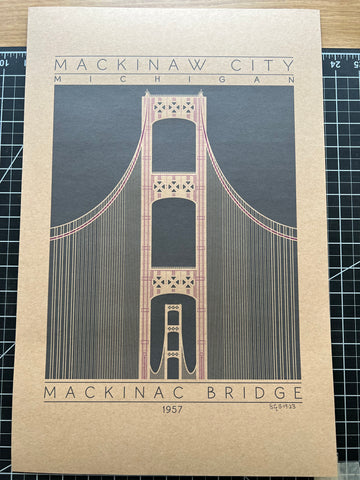 Mackinac Bridge - 1957 Purple Digital Print