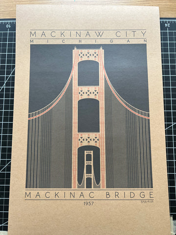 Mackinac Bridge - 1957 Orange Digital Print