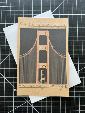 Mackinac Bridge - 1957 Orange Miniature Digital Print