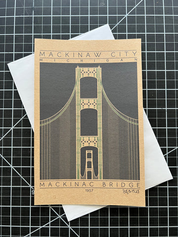Mackinac Bridge - 1957 Dark Green Miniature Digital Print