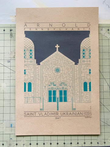 Saint Vladimir Ukrainian Catholic Church - 1947 Green Digital Print