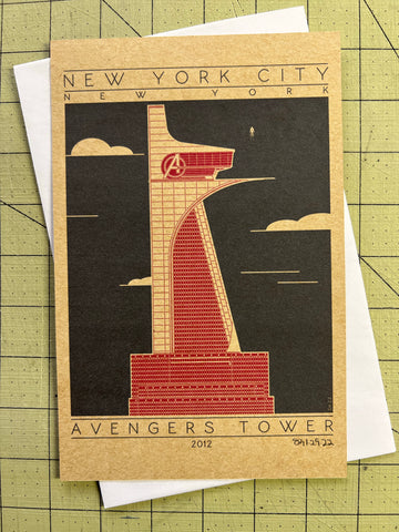 Avengers Tower - 2012 Red Miniature Digital Print