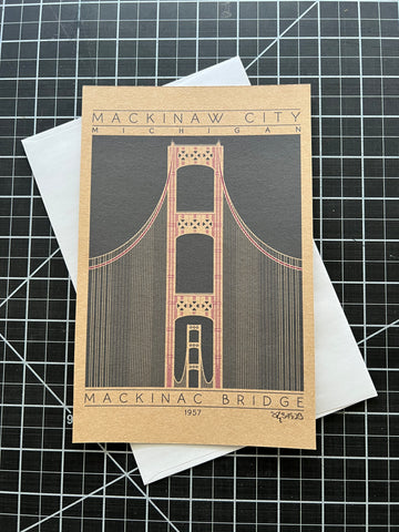 Mackinac Bridge - 1957 Purple Miniature Digital Print