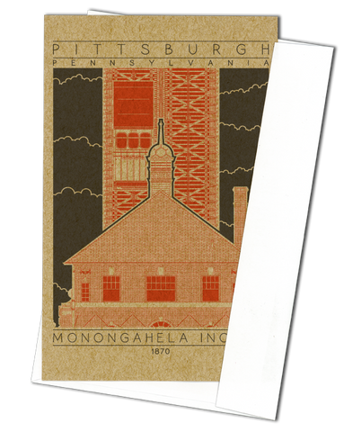 Monongahela Incline - 1870 Orange Miniature Digital Print