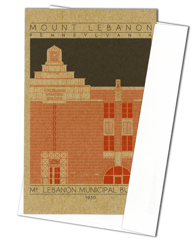Mount Lebanon Municipal Building - 1930 Orange Miniature Digital Print
