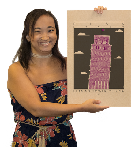Leaning Tower of Pisa - 1372 Purple Digital Print